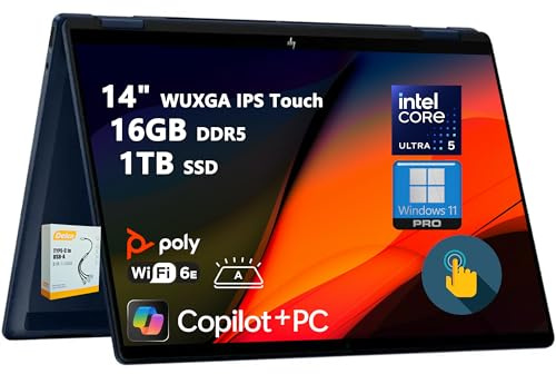 HP OmniBook X Flip 2-in-1 Laptop | 14 WUXGA IPS Touch | Intel Core Ultra 5 226V | 16GB DDR5 1TB SSD | AI PC for Creator Designer Business Professional Win11 Pro w/DLCA Accessory