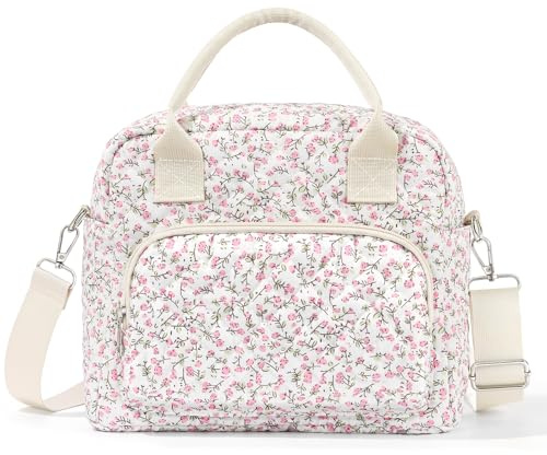 BuyCard Bolsa isotérmica pequeña, bolsa isotérmica para hombre y mujer, fiambrera aislada con correa de hombro ajustable, ial aceite para trabajo, escuela. (Estampado floral rosa)
