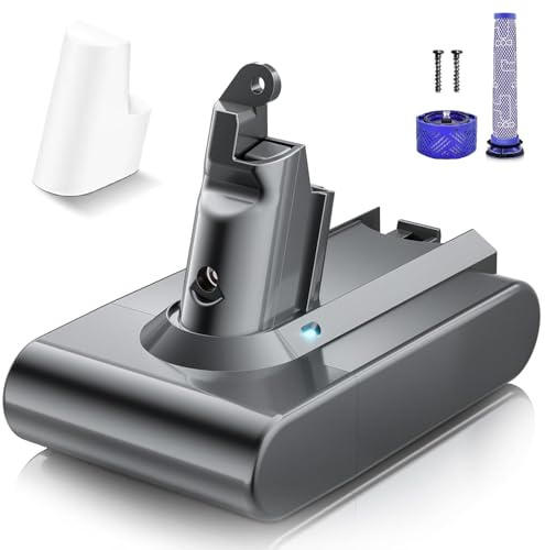 V6 - Batería de repuesto para aspiradora V6 DC58 DC59 SV03 SV04 SV05 SV06 SV07 SV09 DC61 DC62 DC72 DC74 Animal Aspiradora 2 Filtros + 1 Tapa protectora de batería + 2 tornillos