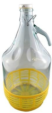 5L Glass Demijohn with Swing Top Cap - Airtight Rubber Seal - Yellow Protective Basket with Carry Handle - Home Brew Fermentation Bottle for Wine Beer Cider Mead - Reusable Easy Clean
