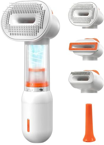 Brosse aspirateur pour chien aspirateur de toilettage 4 en 1 pour chiens et chats avec autonettoyage sans fil outil de toilettage pour poils courts et mi-longs.