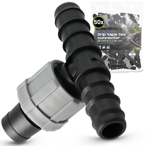 Instalguru 50x Raccordo a T 20 mm x T x 20 mm Connettore per Ala Gocciolante Giunto Tubo Irrigazione Distributore per Manichetta Gocciolante Sistema Irriguo Giardinaggio Agricoltura