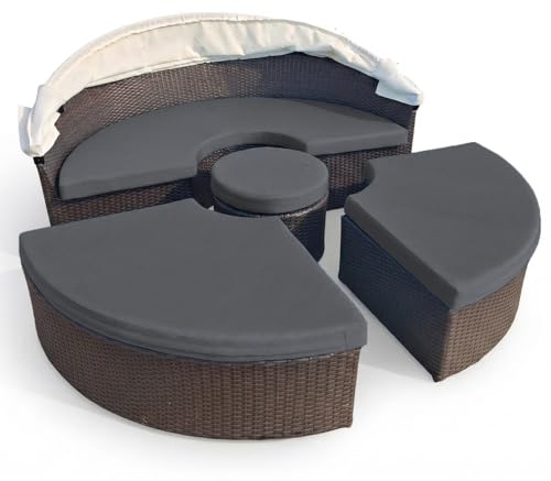 Generisch Sonneninsel Auflagen Überzug Wasserdicht 5-teilig, Sonneninsel Auflagenbezug 190.5 cm, Liegepolsterbezug Sonneninsel Rund, Sonneninsel Auflagen Ersatz (Dark Gray,Custom Sizes)
