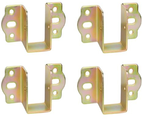 Batum 4 Pcs Heavy Duty Bed Connector Fitting Wooden Beam Suspension 25mm Angle Bracket for Frame Project, Colored Galvanized Metal