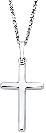 Amor Kette mit Anhänger 925 Sterling Silber Unisex Damen Herren Halsschmuck, 45 cm, Silber, Kreuz, Kommt in Schmuck Geschenk Box, 9070435