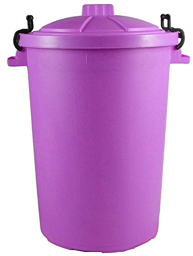 Easy Shopping 85 Litre 85L Extra Large Colour Plastic Dustbin Garden Bin Clip on Locking Lid Heavy Duty for Rubbish Recycle Waste Animal Feed Storage Unit (2, Purple)