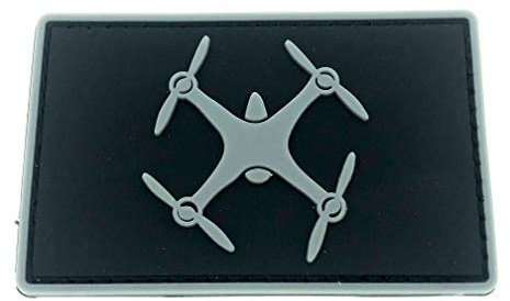 Drone Drohne PVC Airsoft Paintball Klett Emblem Abzeichen Patch (Grau)