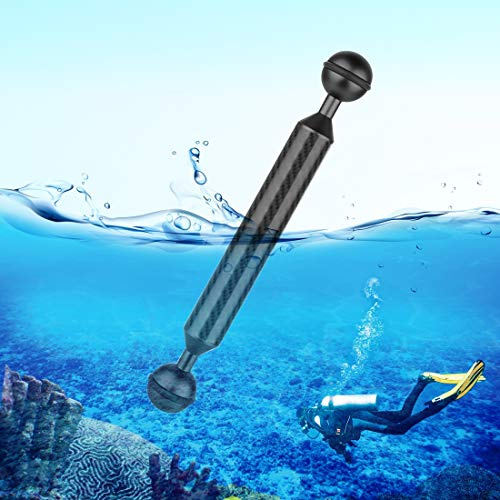 PULUZ 17,7 cm D20,8 mm Dual Balls Kohlefaser Unterwasser-Schwimmerarm für Video-Licht/Stroboskop-Montage (schwarz)