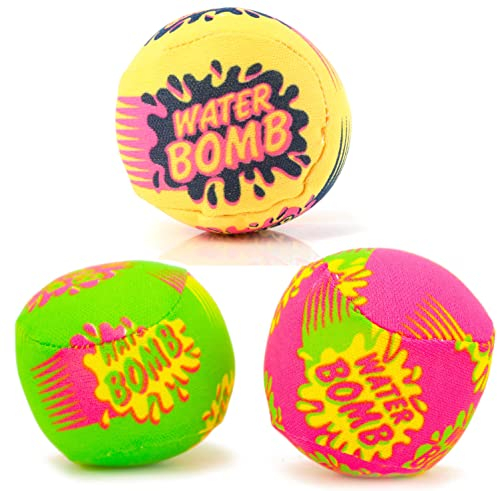 3 Splash Balls with Catapult - Reusable Water Balls With Slingshot Launcher, Juggling Water Bombs, Splash Soakers, Fun Interactive Pool Beach Party Game, Splashing Bombs, Absorbent