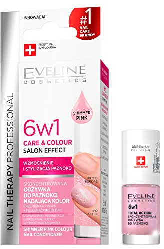 Eveline Cosmetics Nail Therapy Professional Konzentrierter Nagelhärter mit Farbe - Schimmerndes Pink, 5ml