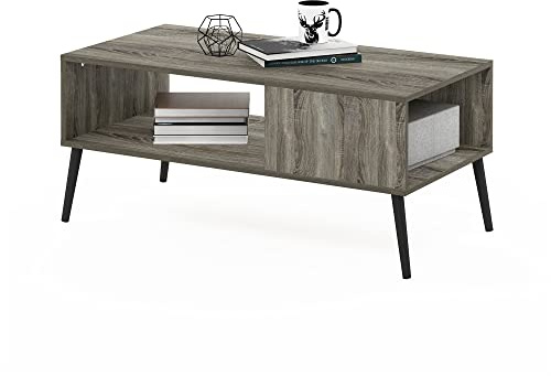 Furinno Claude Mesa Baja Mid Century con Patas de Madera, Engineered Wood, Roble Francés, 50.01 (D) x 100.00 (W) x 45.01 (H) cm