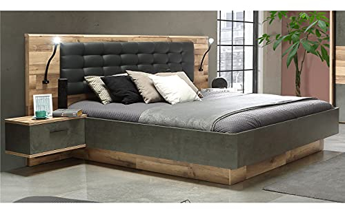 möbelando Bett Bettgestell Ehebett Bettanlage Doppelbett Funktionsbett Rhodos III, 180 x 200 cm