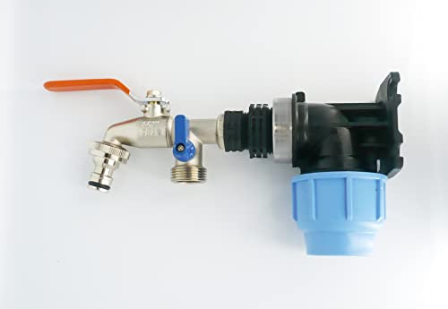 MDPE Compression Wall Plate Elbow(32mm) with 1/2 Nickel Plated Brass Double Tap