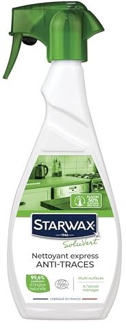 STARWAX SOLUVERT Nettoyant express anti-traces 500ml | À l'alcool ménager, plan de travail, table et carrelage mural, apte contact alimentaire, ingrédients d'origine naturelle