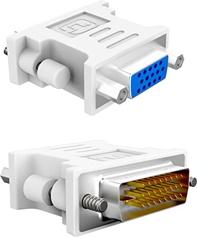 N NEWTOP Adattatore AD39 Convertitore Digitale DVI-D Maschio (24+1) Dual Link su VGA Femmina (15 pin) Analogico su Connettore M-F Segnale Standard per Cavo Monitor Computer TV (2, Bianca)