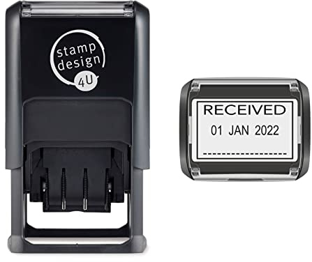 SD4U Word and Date Stamp Self Inking - Received and Changeable Date in Black Ink