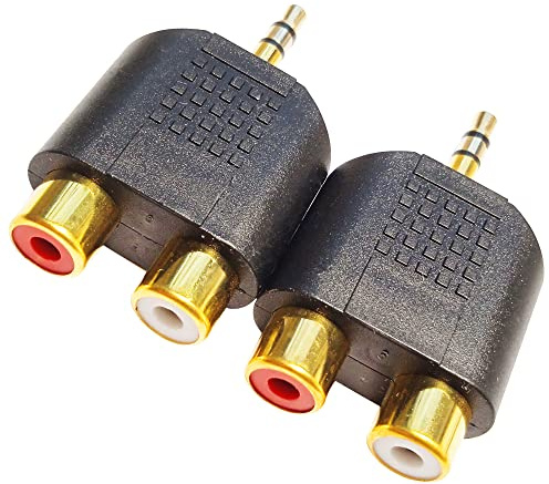 SHANFEILU 3.5mm Stereo to 2-RCA Splitter Audio Adapter Gold Plated 2pcs | 3.5mm TRS Male to Dual RCA Female Jack Y Plug Audio Converter