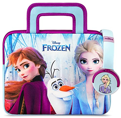 Pebble Gear Disney Frozen Kids Tragetasche & Kopfhörer, kindersicher mit Lautstärkebeschränkung, Kinder-Tasche passend für 10 Zoll Tablets, Nitendo Switch Platz für Spielzeug und Zubehör