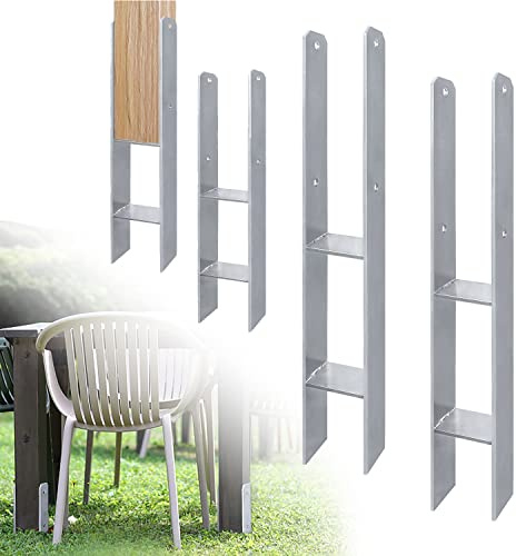 HENGMEI 4 x H-ankare, stolphållare, Riegelsberger i varmförzinkad design, golvhylsa, stolpankare, materialtjocklek 5 mm, 91 x 600 mm