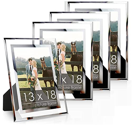 ASelected Bilderrahmen Glas 4er Set für Bilder 13x18 cm Glas Fotorahmen Photo Frame Glass Foto Rahmen Hochzeit Familie