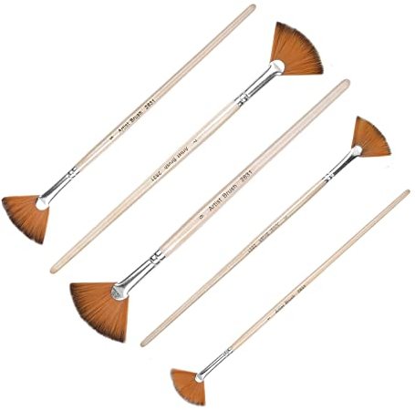 5 Stück Fan Pinsel, Fächerpinsel-Set, Künstlerpinsel Pinselset, Malen Künstler Pinsel für Acryl Aquarell Ölgemälde, Ölfarben
