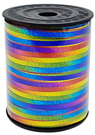 Ainmto 450M Regenbogen Ringelband, Glitzer Ballonband Bunt, Geschenkband, Ballon-Kräuselbänder für Dekoration
