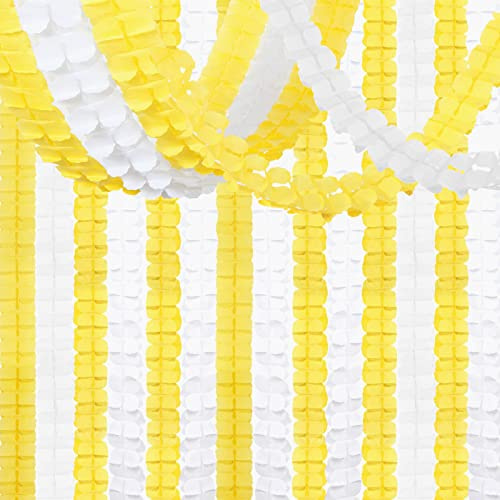 Weiß-gelbe Party-Dekoration, Luftschlangen, Girlande, 4,5 m, vierblättriges Kleeblatt, zum Aufhängen, Banner, Hochzeit, Braut, Babyparty, Geburtstag, Sonnenblume, Zitrone, Dekoration Hugtmr