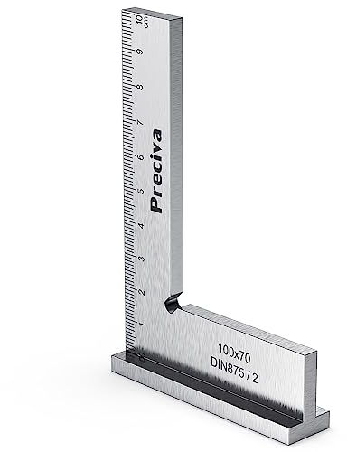 Schlosserwinkel, Preciva 90° Anschlagwinkel 100 x 70mm Zimmermannswinkel mit Messskala(cm) für Präzise Arbeiten im Metallbau und Werkstatt