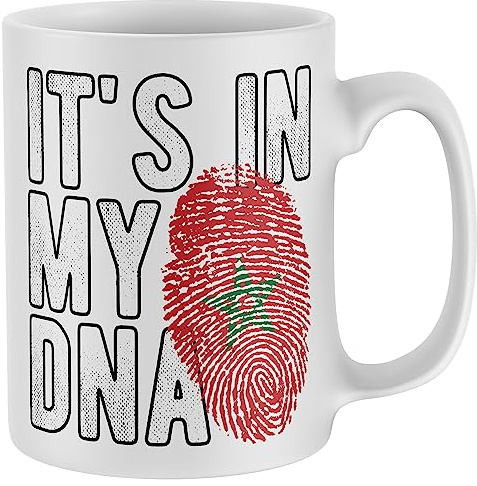 Purple Print House Moroccan Flag Mug Morocco Its In My DNA Football Supporter World Coffee Tea Cup