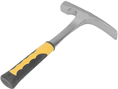 Martillo para roca, acero al carbono de alta dureza punta pulida fácil de dividir martillo geológico antideslizante de goma a prueba de herrumbre Rock Pick martillo (cabeza plana)