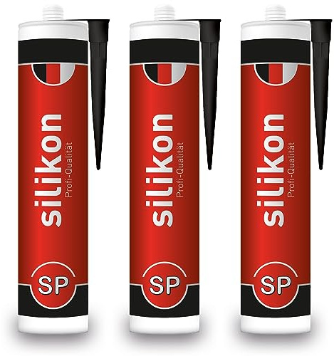 Sanitär-Silikon 310 ml Kartusche schwarz, Fugendichtmasse für Bad, Dusche, Küche, wasserfest mit Schutzeffekt, Schimmelresistent, UV- und witterungsbeständig (3)