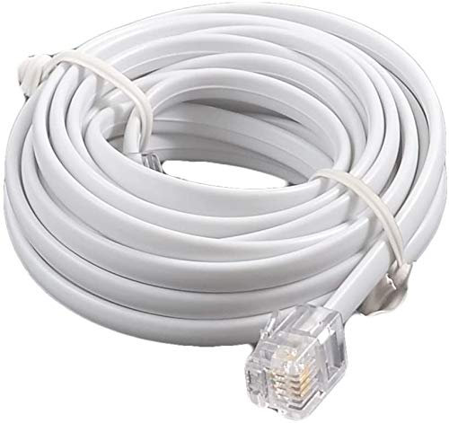 XYWHPGV Cavo adattatore per spina RJ11 maschio-maschio per telefono, lungo 10 piedi per telefono fisso, bianco(e474d fa2e8 7c629 86025 25537 1fed8