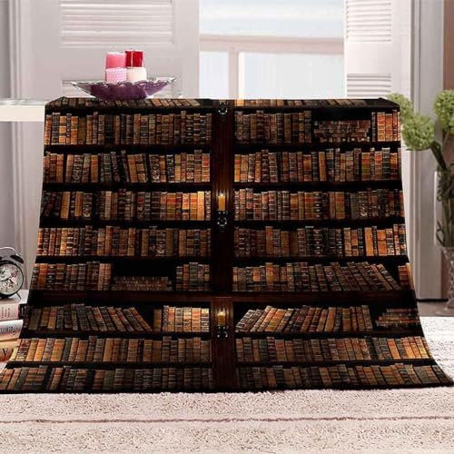Bibliothek Kuscheldecke Flauschig Decke 220x240cm 3D Bibliothek Fleecedecke Weich Sofadecke Warm Bettdecke Decken Wohndecke Tagesdecke Sofaüberwurf Schlafdecke Couchdecke Bettüberwurf C455