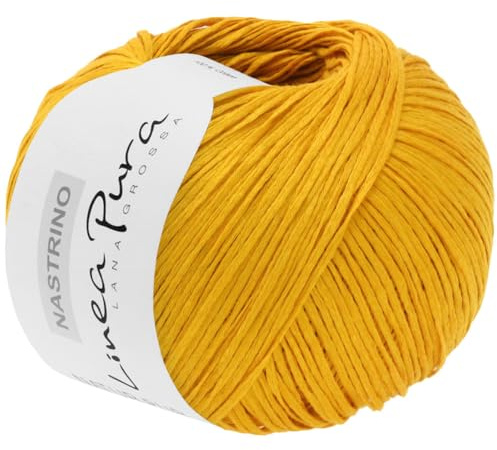LANA GROSSA Nastrino | Hochwertiges, seidig glänzendes Baumwoll-Bändchengarn | Handstrickgarn aus 100% Baumwolle | 50g Wolle zum Stricken & Häkeln | 190m Garn