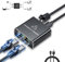 Divisor Ethernet de 1 a 2, 2 puertos 1000 Mbps RJ45 LAN divisor de Internet Gigabit Ethernet Switch divisor de red con cable de alimentación tipo C para computadora, concentrador, interruptor, router,