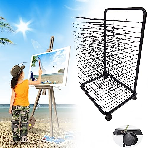 Mobiler Kunst-Trockenständer, Gemälde-Trockenständer mit Stapelständer für Räder, für Kunstwerke, Trockenständer für pädagogische Produkte, Trockenstaffelei, 20 Regale