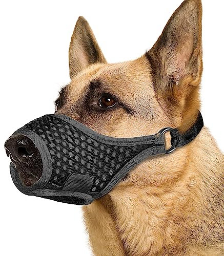 Hundemaulkorb, weicher Maulkorb für große, mittelgroße und kleine Hunde, um das Beißen, Kauen und Bellen zu verhindern, mit Ring und verstellbarem Riemen für das Training beim Tierarzt (schwarz, XS)