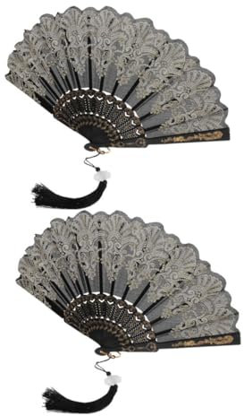 PRETYZOOM Faltbarer Handfächer Set Mit Fächern Im Chinesischen Stil Blumenmuster Goldbesatz Dekorative Handfächer Für Damen