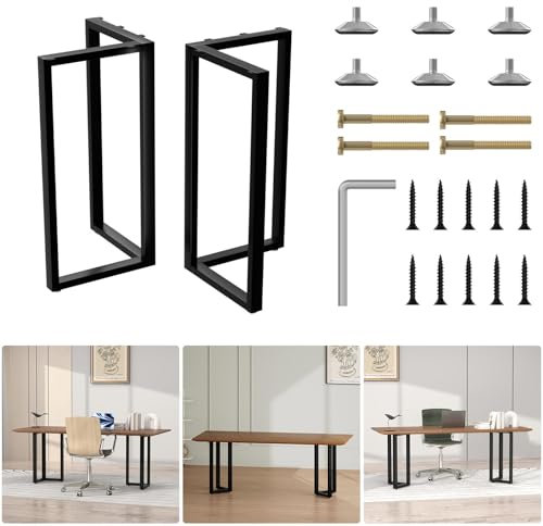 Anvuda 2 Stück Tischbeine Metall Möbelfüße für Sitzbank,Tischfüße Schwarz 60X72 cm Industrial Tischgestell Tischkufen Mit Vorgebohrten Löchern,Tischbeine Outdoor für DIY Sitzbank, Esstische