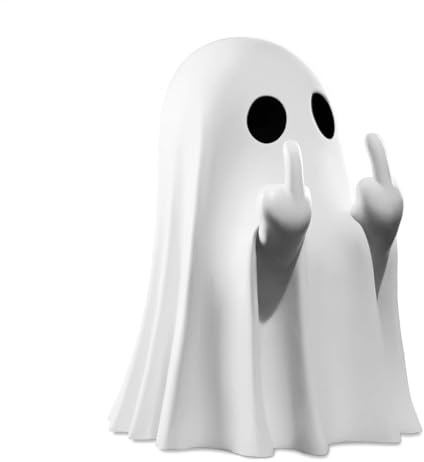 Jognee Halloween Geist Statue, Halloween-Deko Mittelfinger Figur, Gruselige Geister, Halloween Horror Statue Dekoration for Bücherregal, Wohnzimme, Desktop