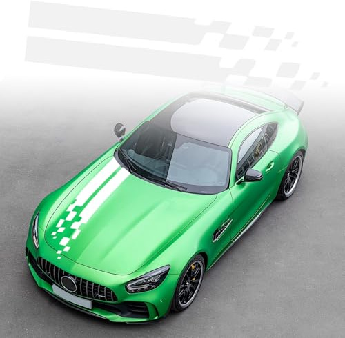 Auto Motorhaube Streifen Aufkleber, Auto Racing Karosserie Seite Streifen Rock Dach Haube Stoßstange Streifen Aufkleber Vinyl Streifen Dekoration für Autos SUV LKW Geländewagen, Weiß