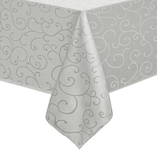 Romanstile Tischdecke abwaschbar 80 x 80 cm Grau Mitteldecke quadratisch wasserabweisend kleine Tischdecken Tischtuch für Weihnachten,Outdoor,Garten,Geburtstag,Esszimmer,Hochzeit,Silvester