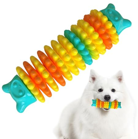 Tandleksak hundleksak med bitbeständig larvformad hundleksak – hundtuggpinne, flexibel, valpar tandsprickning tillbehör långsam matare