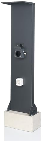 Kreainvent Universeller Premium-Design Wallbox-Standfuß aus Aluminum mit Fertigbetonfundament für perfekte Stabilität (Dach, KABELHALTER MIT Schloss, Aluminium RAL7016)
