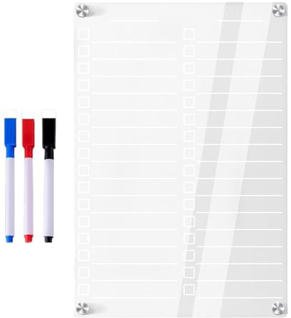 Magnetische, trocken abwischbare Tafel, Acryl-Magnettafel, klare Planertafel, trocken abwischbares Notizbuch, Kühlschrank-Planungstafel, magnetische Küchen-Organizer-Tafel für Kühlschrank
