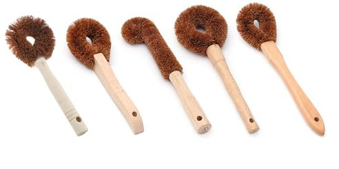 Mumuve Kitchen Wooden Handle Fiber Brush Dish Bottle Scrub Wash