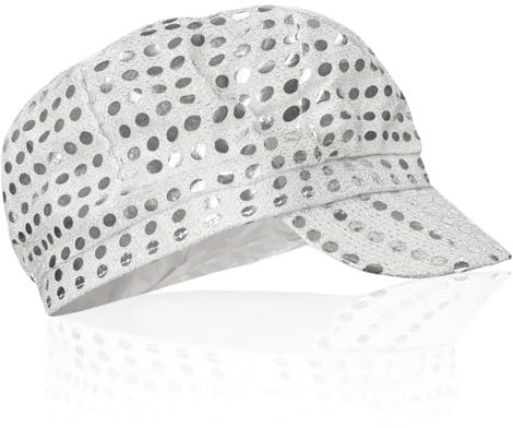 TUONYIS Chapeau à Paillettes des années 70, Accessoires Disco des années 70 80 pour Adultes Paillettes Chapeau, Chapeau Disco des années 70, Chapeau de Danse Jazz, pour Fête à Theme (Argent)