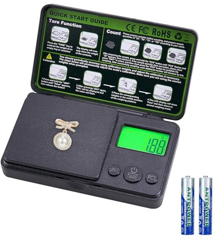 Feinwaage, 500 x 0.01g Digitale Taschenwaage, Präzisions Mini Küchenwaage, Multifunktions Taschenwaage Gramm Waage, mit LCD-Display,Tara-Funktion,7 Einheiten, für Lebensmittel, Schmuck, Küche,Labor