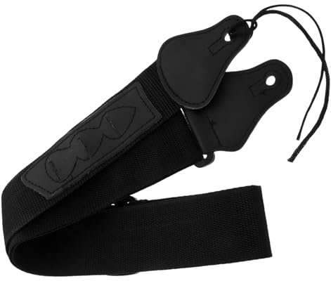 EXQUIMEUBLE Gitarrengurt Aus Nylongewebe Verstellbar Mit Integriertem Plektrumhalter Geeignet Für Bass Gitarren Schwarz Für Instrumente