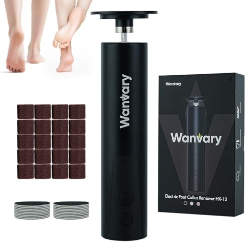 Wanvary 2 in 1 Electric Foot Callus Remover, USB Rechargeable Foot File Sander with 80/120 Grit Sandpaper Discs,High Quality Professional 1200RPM Aluminum Callus Remover for Nail Care